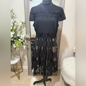 Foxiedox Black Lace Midi Dress